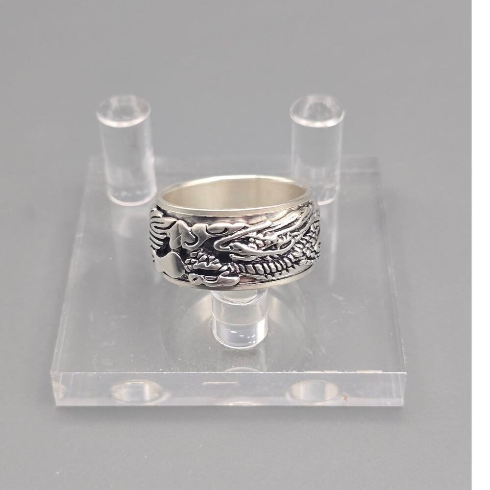 Dragon Spinner Ring Genuine Sterling Silver S925 Wide Band 12mm  Brand New